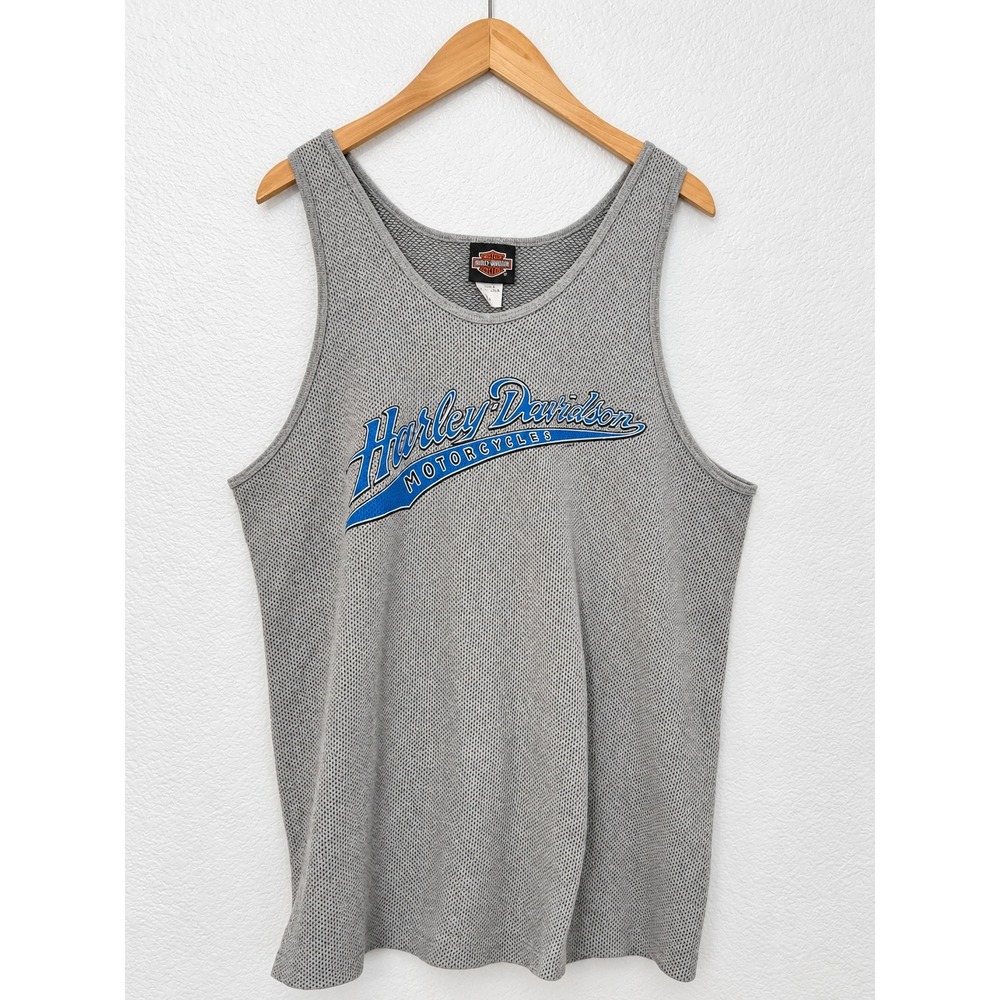 VTG 1996 Harley Davidson Las Vegas Mesh Jersey Tank Top XL Gray Made In USA 90s